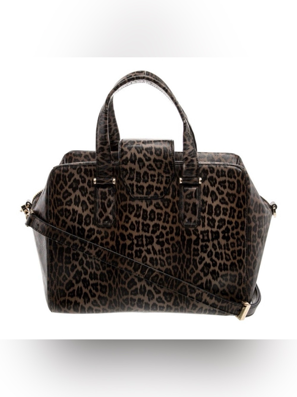 Henri Bendel Leopard Print Leather Satchel w/crossbody - LIKE NEW! Rare AF! - Picture 3 of 5